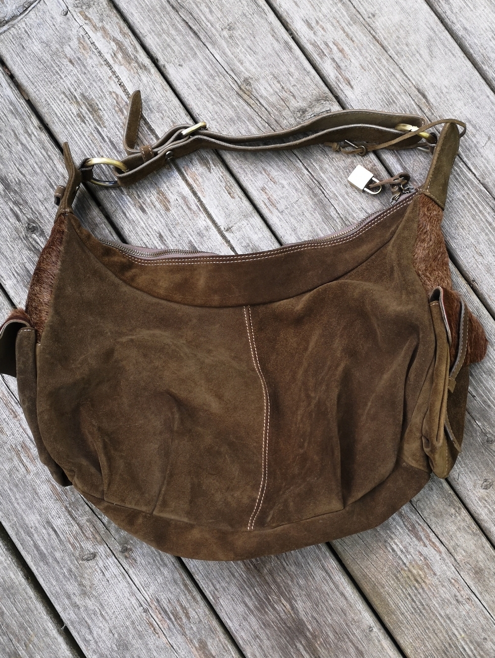 Nardelli Italian leather cow hide/cow hair hobo bag